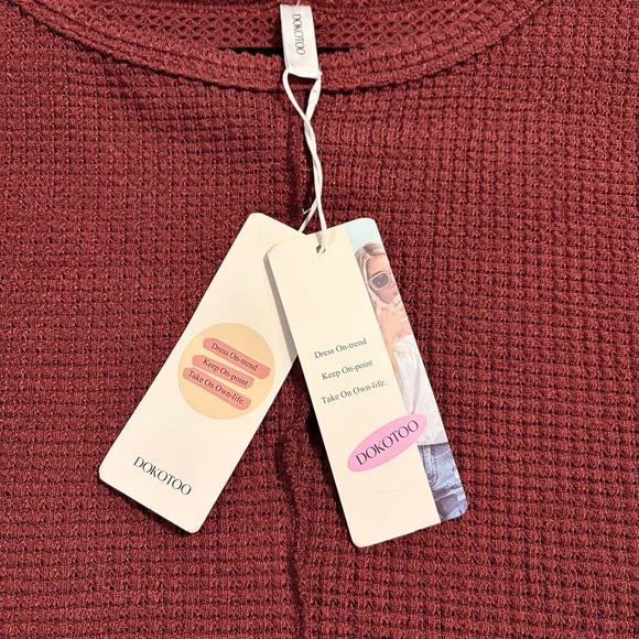 Dokotoo Womens Waffle Knit Tops Oversized Long Sleeve Shirts Crewneck Size M - Picture 9 of 10